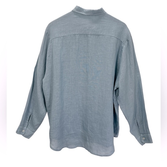 CP Shades Half Button Long Sleeve Collared Linen Shirt Tunic Blouse Lagenlook - Picture 2 of 7